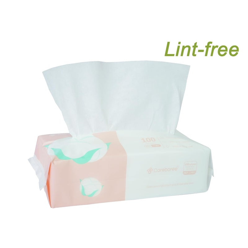 Careboree Ultra Soft Dry Baby Wipes Unscented Face Cleansing Multi-Purpose Pure Cotton Tissue (3 PACK-300 count)) - Image 3